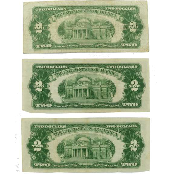 Three Red Seal Star $ 2 US Notes