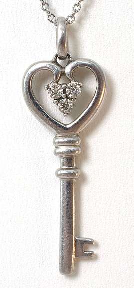 Vintage Key To My Heart Sterling Silver Necklace