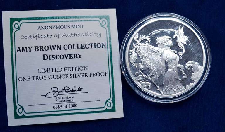 Amy Brown Discovery 1 OZ Silver Round With COA