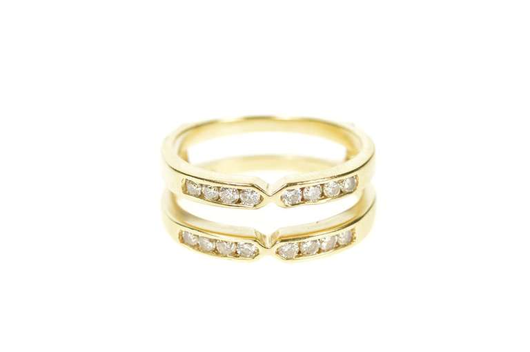 14K Yellow Gold 0.40 Ctw Diamond Tiered Wrap Wedding Band Ring