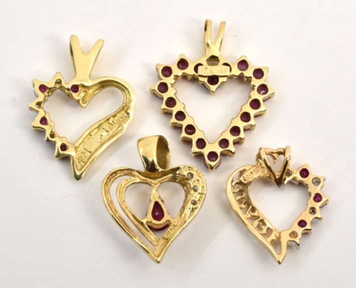 Group of 4 Ruby Hearts