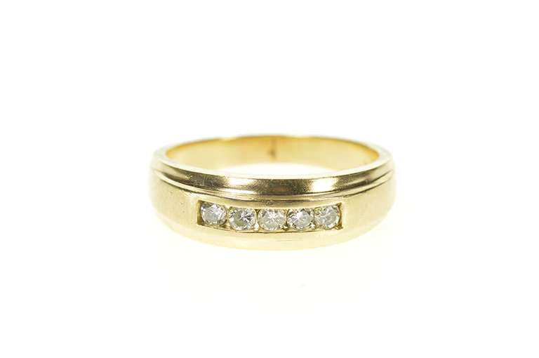 14K Yellow Gold 0.40 Ctw Men's Classic Diamond Wedding Band Ring