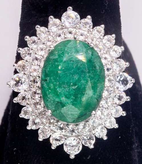 Gorgeous Emerald & Sapphire Ring in Sterling