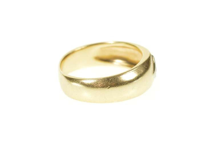 14K Yellow Gold Retro Simple Diamond Solitaire Men's Wedding Ring