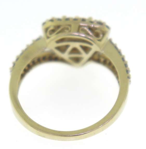 Wonderful Triangle Yellow Diamond Cluster w White Diamond Halo Ring