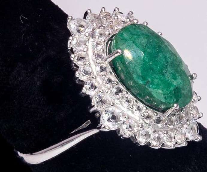Gorgeous Emerald & Sapphire Ring in Sterling