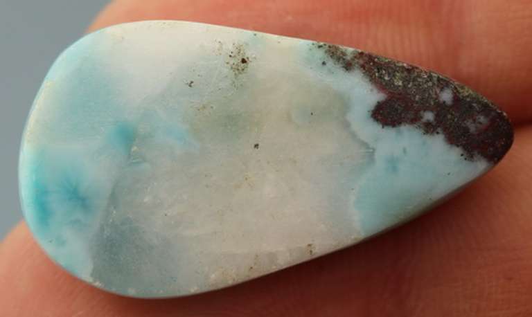 Rare 38.72ct patchwork blue Larimar cabochon