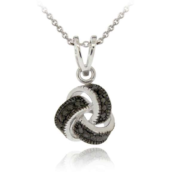 Sterling Silver Black Diamond Accent Love Knot Pendant