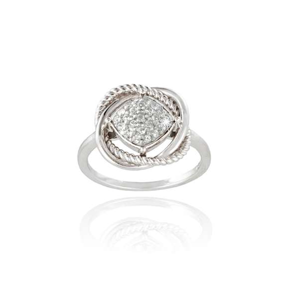 Sterling Silver 3/4ct White Topaz Love Knot Ring