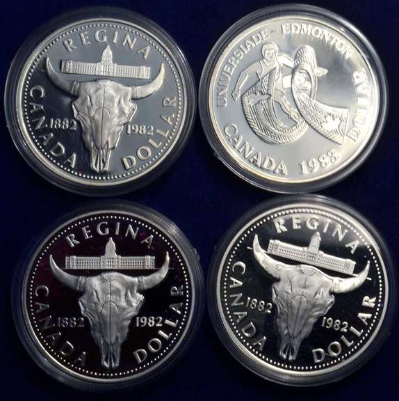 Lot of 4 Canada Proof 50 % Silver  Dollars