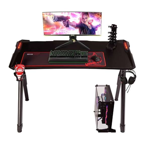 Gaming Desk R-Shaped Metal Frame 47 Inches