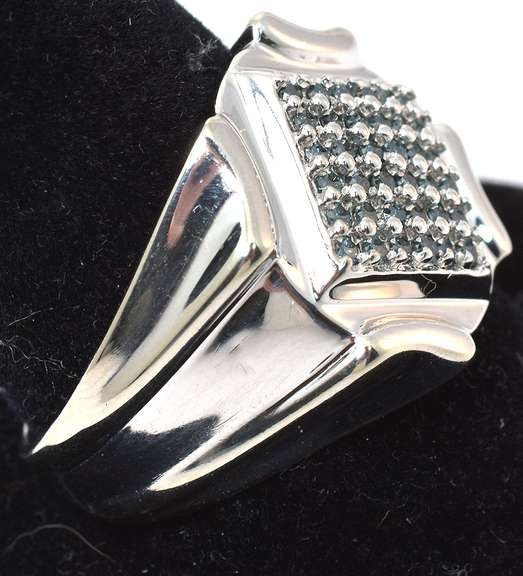 Massive 1/3CTW Blue Diamond Cluster Ring in White Gold