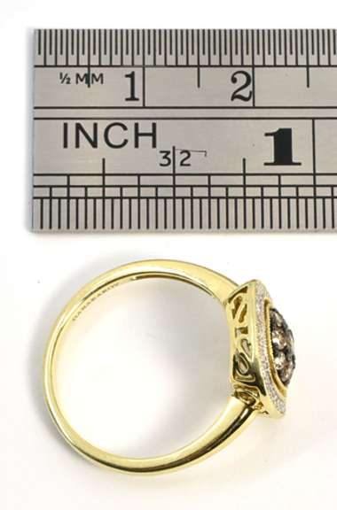 Classy Brown & White Diamond Ring in 14K YG