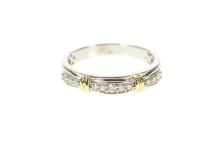 10K White Gold Two Tone Diamond Men's Wedding Band Ring