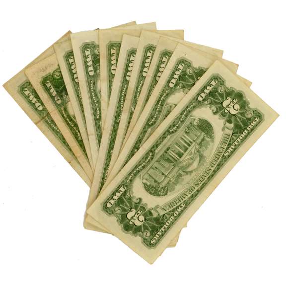 10 Various Red Seal $2 US Notes