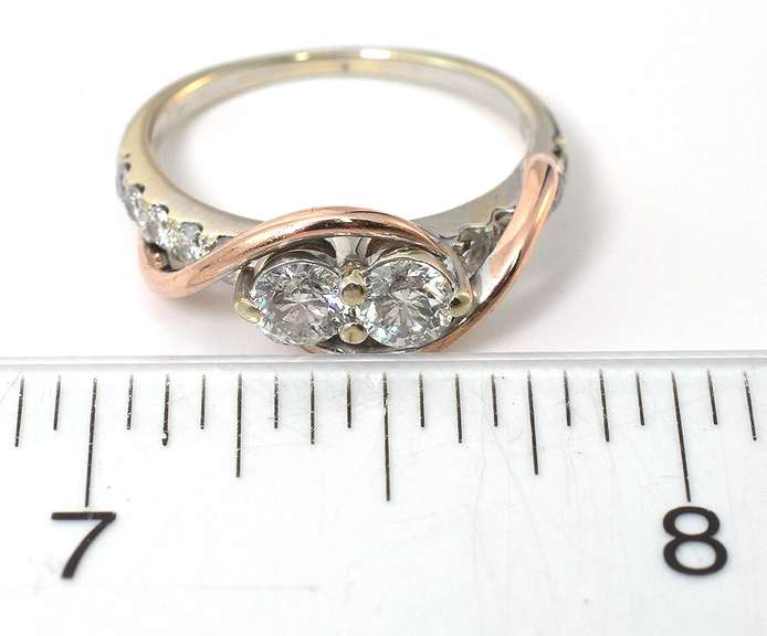 Glittering 0.88CTW Diamond Ring in 14KT Two-Tone Gold