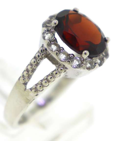 Sterling Silver Red Garnet Ring
