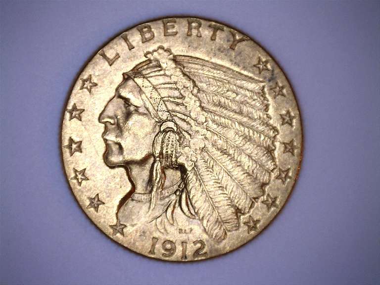 1912 Near Unc US Indian $2 1/2 Gold Quarter Eagle