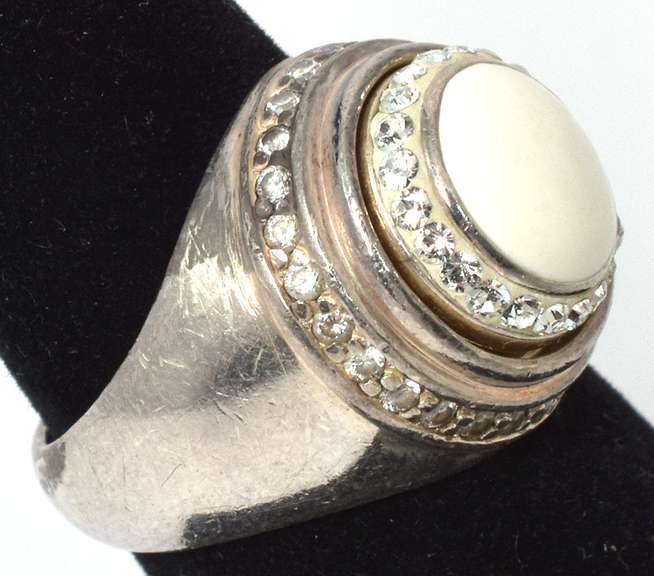 Sterling Silver CZ Cocktail Ring With Round White Stone