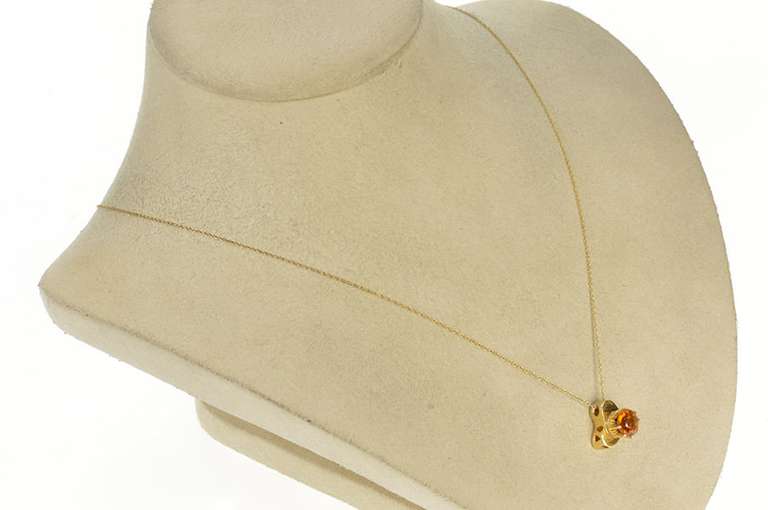 14K Yellow Gold Syn. Citrine Scalloped Slide Bracelet Charm/Pendant