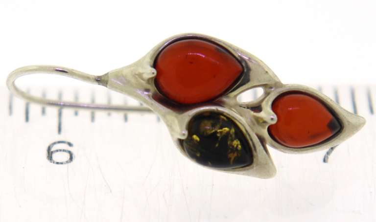 Amber Sterling Silver Leaf Earrings