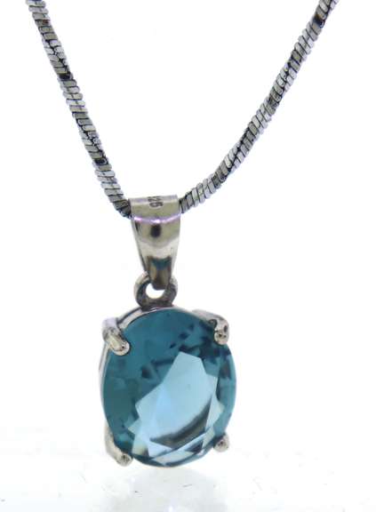 Sterling Silver Blue Topaz Necklace
