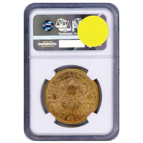 Certified US Gold $20 Liberty 1876-S AU55 NGC