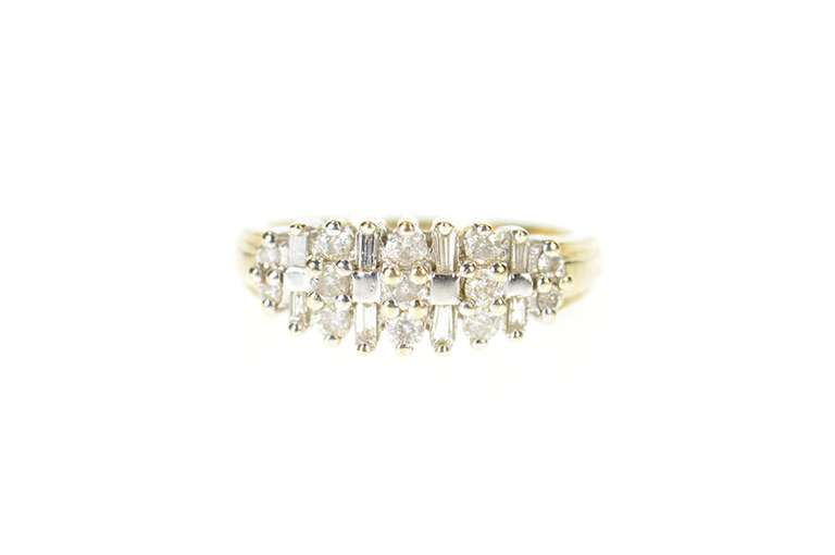10K Yellow Gold Diamond Encrusted Graduated Statement Band Ring