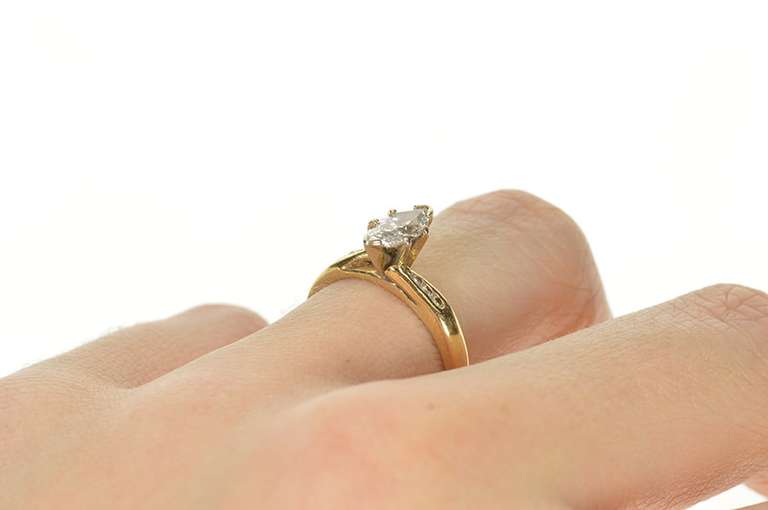 10K Yellow Gold 0.64 Ctw Marquise Diamond Bypass Engagement Ring