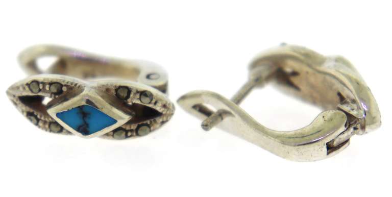 Sterling Silver Turquoise Ring and Earrings