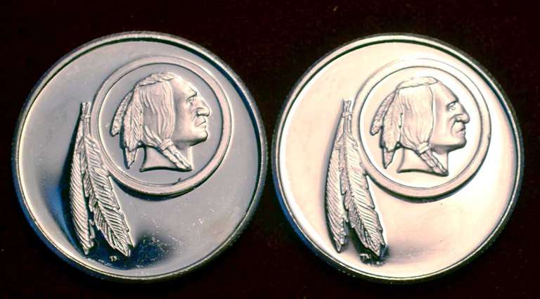 2 X 1 OZ 1991 Washington Redskins Division Champs Silver Rounds
