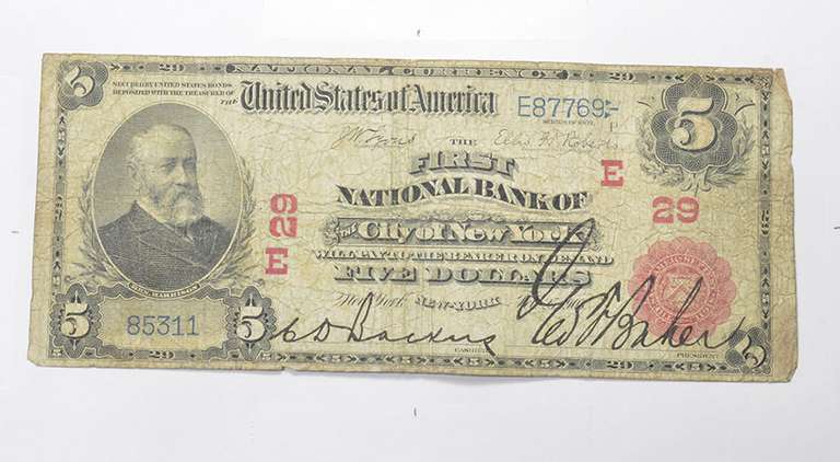 1902 $5.00 New York, NY. United States National Currency Large Note