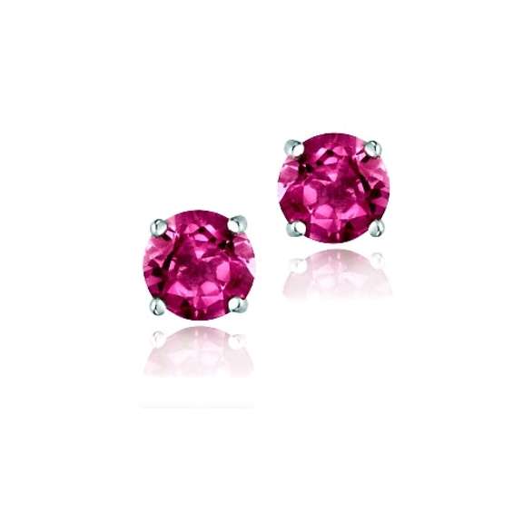 Sterling Silver 1.2ct Created Ruby Stud Earrings, 5mm