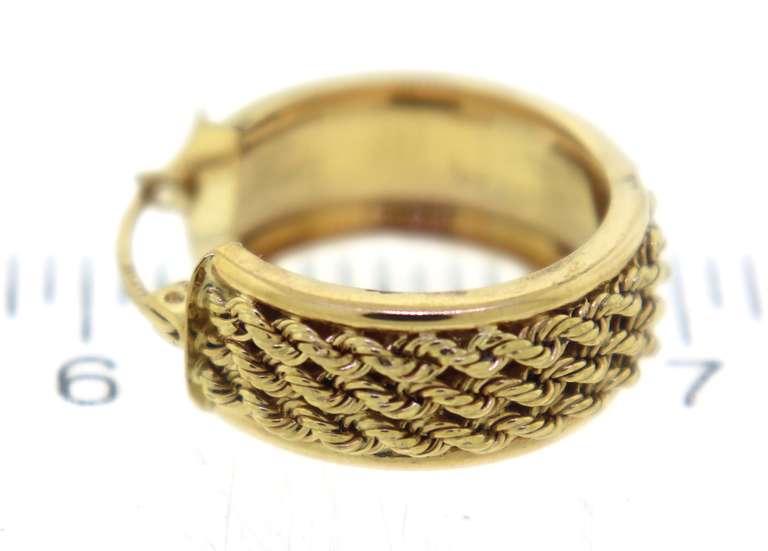 Amazing 14kt YG Triple Row Rope Hoop Earrings