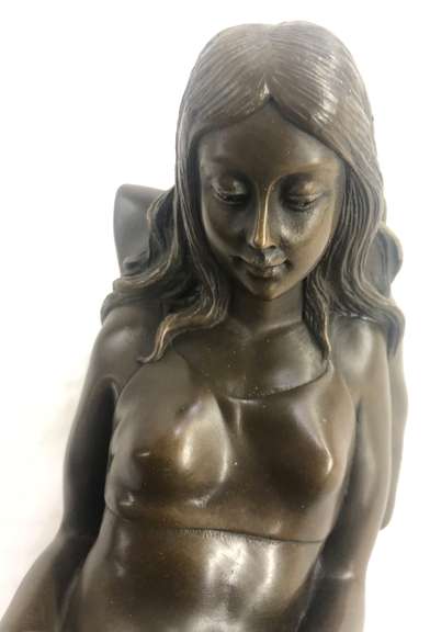 Reclining Girl Art Deco bronze Sculpture