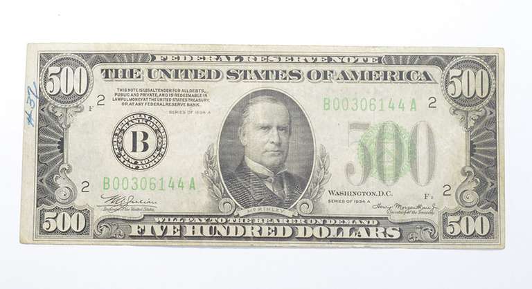1934-A $500 US Federal Reserve Note - New York, New York