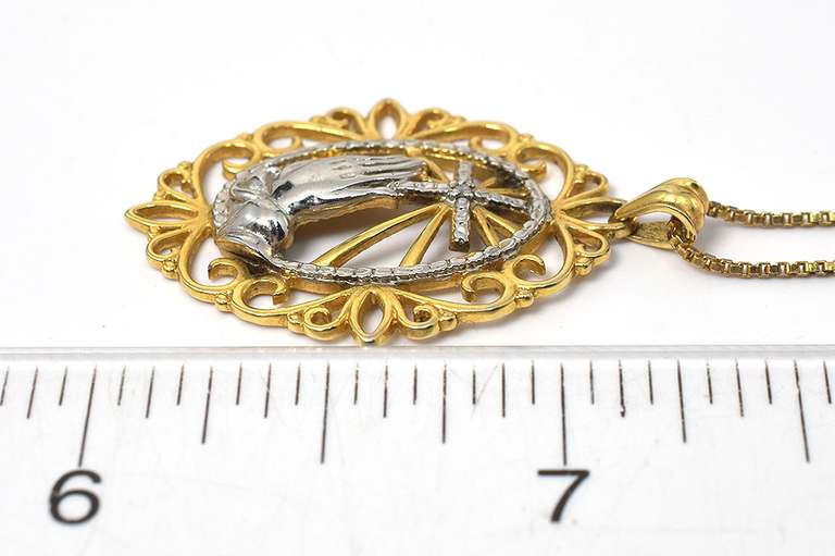 Sterling Silver Vermeil Praying Hands Necklace