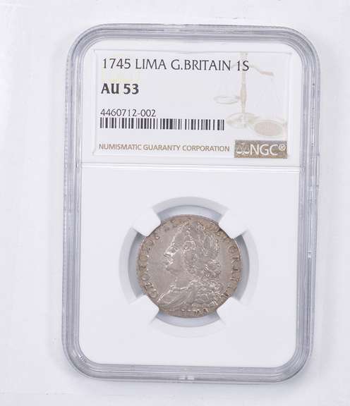 AU53 1745 Great Britain Lima 1 Shilling - Graded NGC