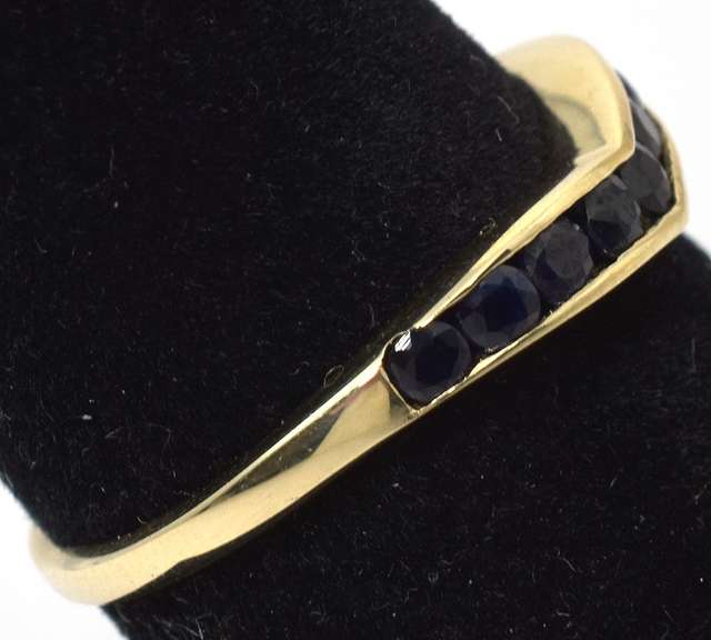 Classy Sapphire Chevron Band in 14KT Yellow Gold