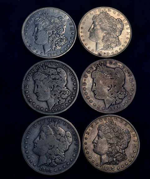 Lot of 6 Morgan Dollars From the late Eighteen Hundreds All From The San Francisco Mint