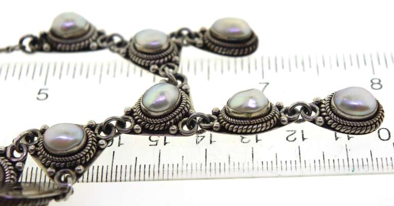 Sterling Silver Pearl Drop Necklace