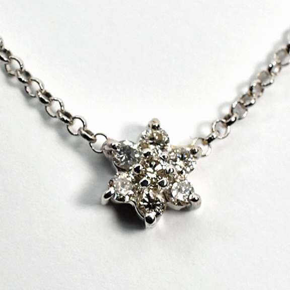 Charming Diamond Star Necklace in 14K WG