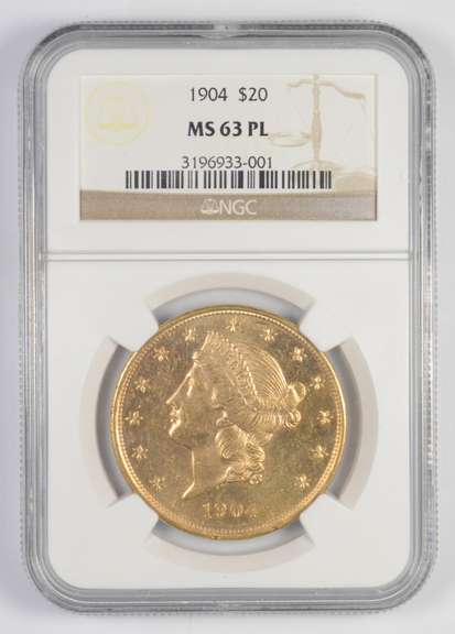MS63 PL 1904 $20.00 Liberty Head Gold Double Eagle - Graded NGC