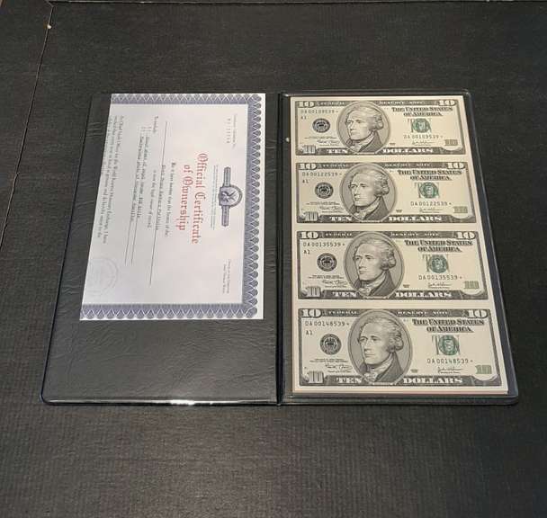 Sheet Of 4 Uncut CU 2003 $10 Star Notes