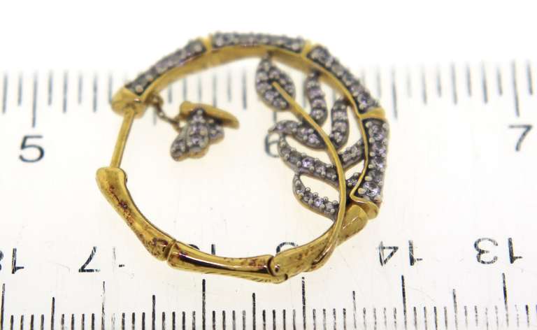 Sterling Silver Leaf Hoop Earrings