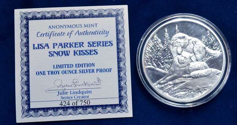 Lisa Parker Snow Series 1 OZ Silver Round With COA