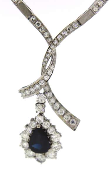 Must Have 2.25ct Pear Sapphire w Diamond Necklace
