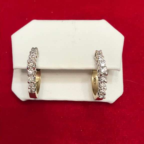 LADIES 14K GOLD DIAMOND LOOP EARRINGS