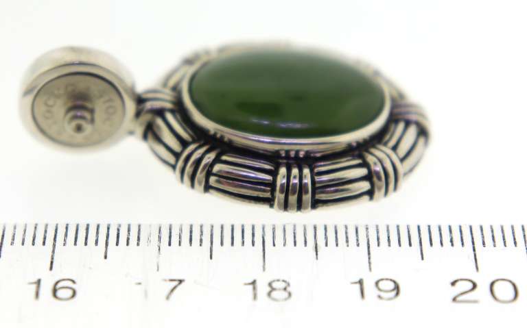 Sterling Silver Dark Green Jade Stock Pendant