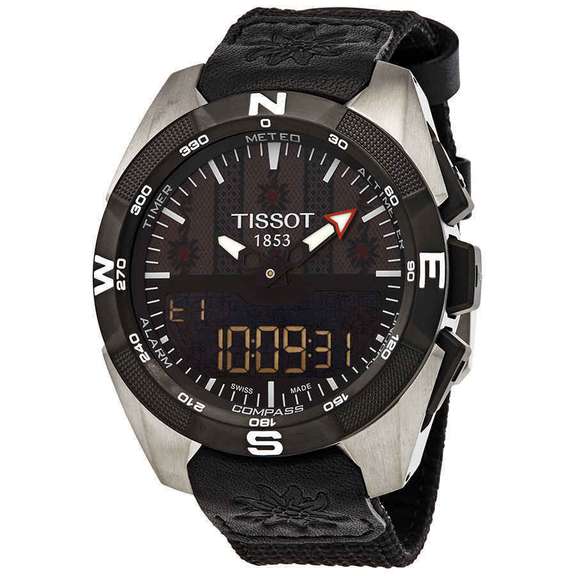 Tissot Perpetual Alarm World Time Chronograph Quartz Analog-Digital Black Dial Watch